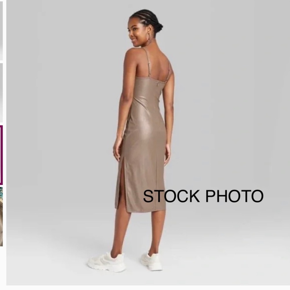 3/$21 | WILD FABLE Faux Leather Slip Dress in Dark Taupe Size XS - Picture 3 of 16